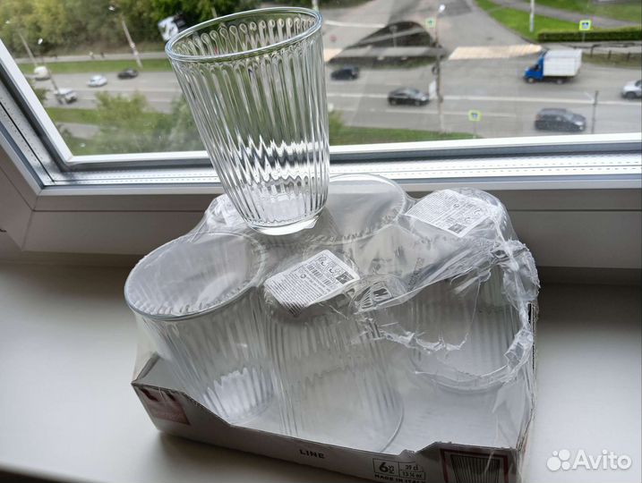 Набор новых стаканов line. Италия Рифленые