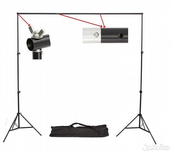 Комплект перекладина для фона и 2 стойки 2,6м