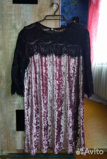 Платье бархат с кружевом