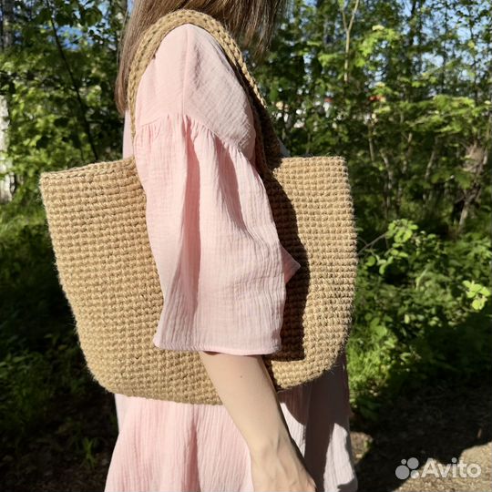 Cумка летняя шоппер из джута