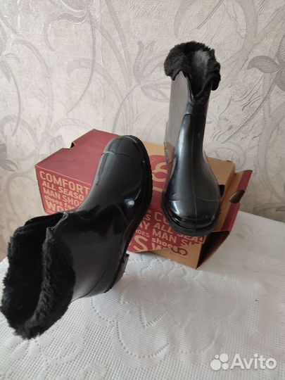 Полу сапожки резиновые с меховым носком 35-36