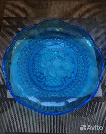 Модная кобальтовая стеклянная посуда, винтаж