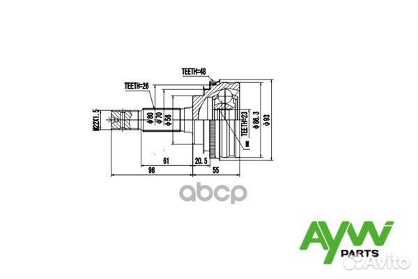 Шрус Внешний toyota Caldina 1.8 96-97/Corolla 1.5