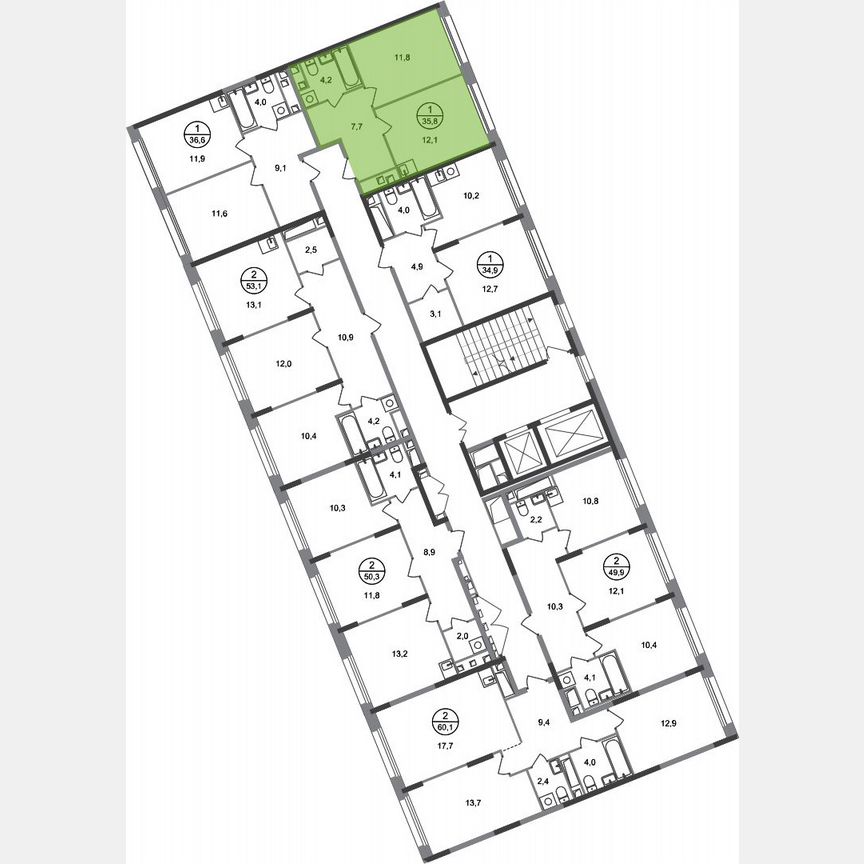 1-к. квартира, 35,8 м², 6/17 эт.