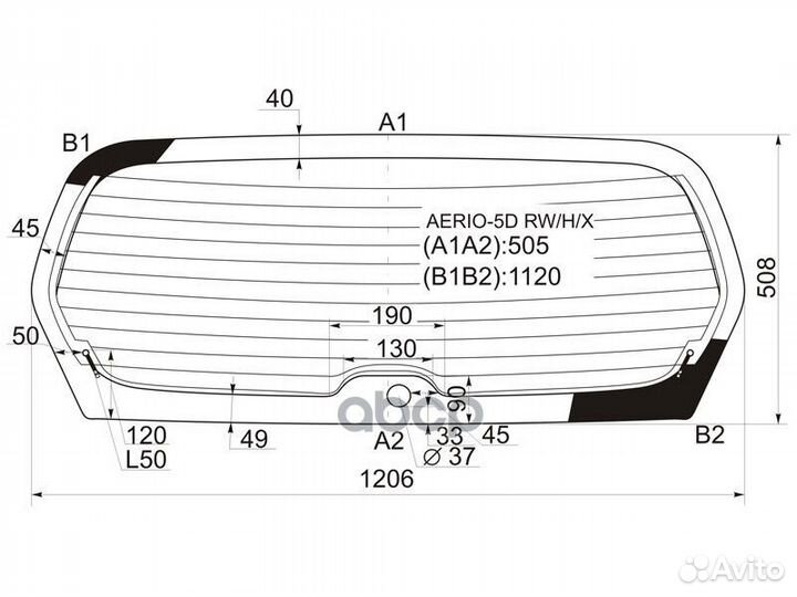Стекло заднее с обогревом suzuki aerio/liana 5D