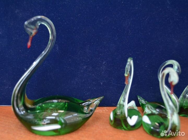 Стеклянные лебеди (6 шт).отличное состояние