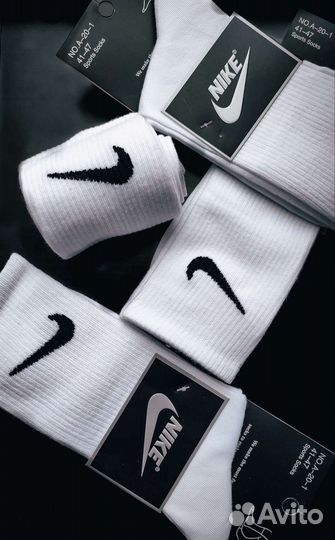 Носки Nike, высокие белые, 41-47