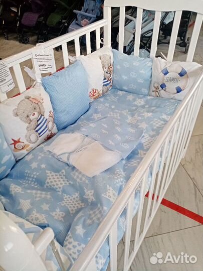 Комплект в кроватку 18 предметов Мишка Морячок