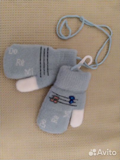 Варежки детские двойные на 2-3 года