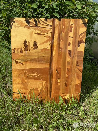 Большая роскошная картина из шпона (СССР) + Панно