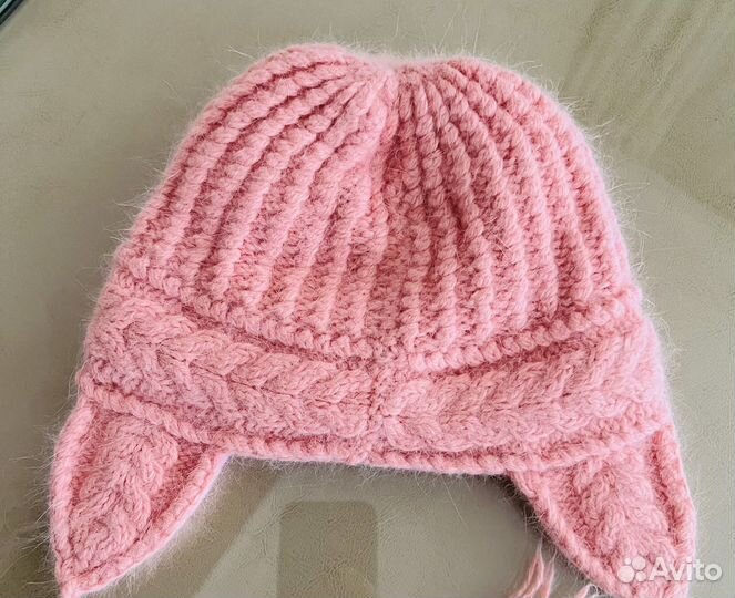 Шапка зимняя из ангоры, самовяз, на обьем 44-46 см