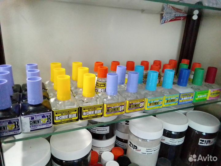 Клей для моделей, жидкость для декалей, шпаклёвка