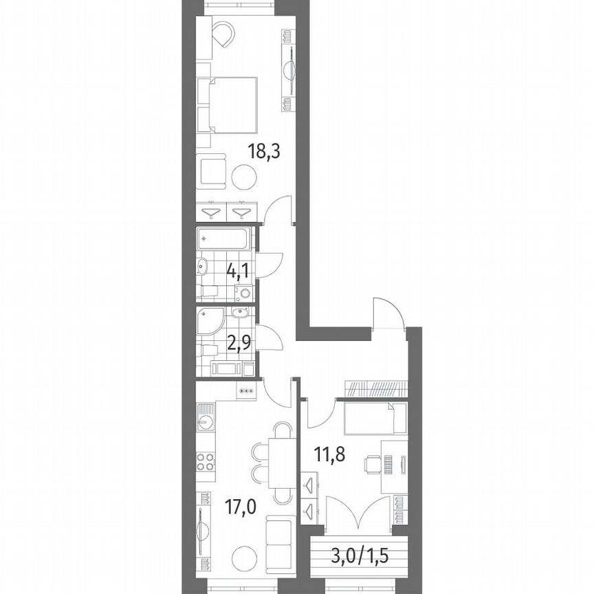 2-к. квартира, 66,2 м², 2/11 эт.