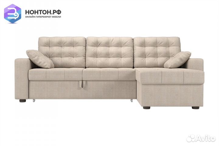 Диван угловой дельфин Камелот рогожка бежевая