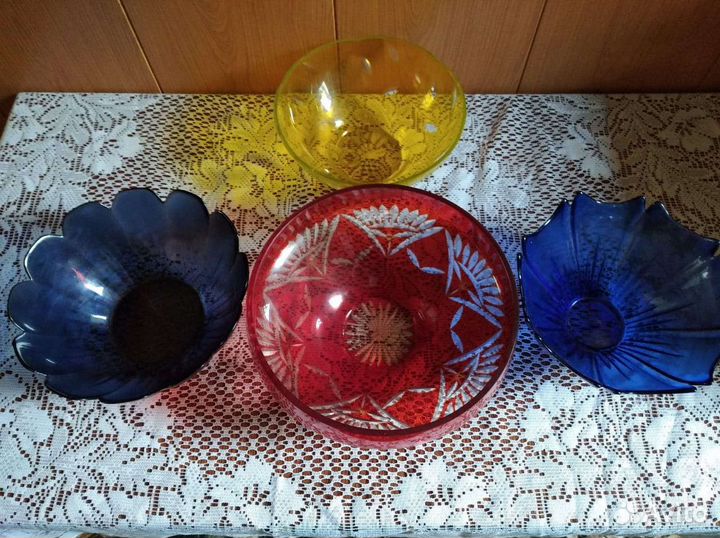 Синий вазы цветное стекло