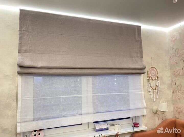 Римская штора с тюлем