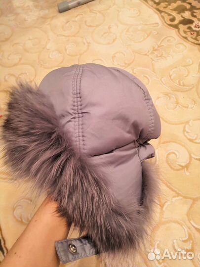 Шапка ушанка с натуральным мехом новая размер 50-5