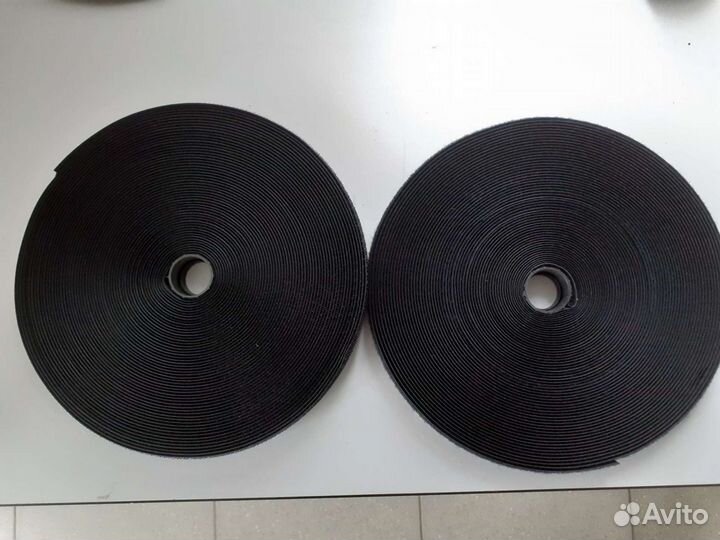 Лента-липучка черная трикотажная, руллон 25 метров