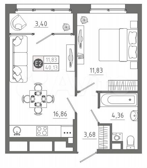 1-к. квартира, 40,1 м², 3/10 эт.