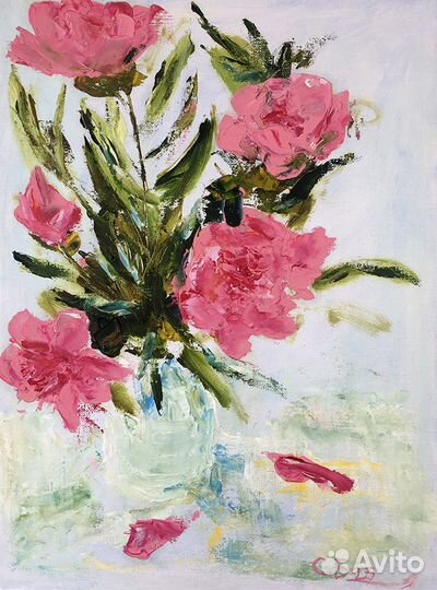 Картина маслом Пионы