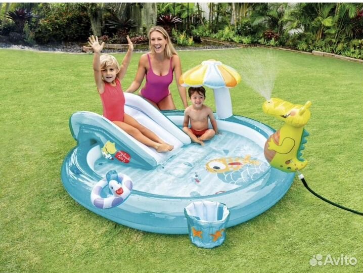 Детский бассейн с горкой Intex