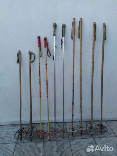 Беговые лыжи деревянные и палки СССР