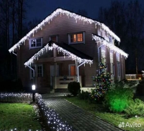 Гирлянда на дом / монтаж гирлянд / уличная бахрома