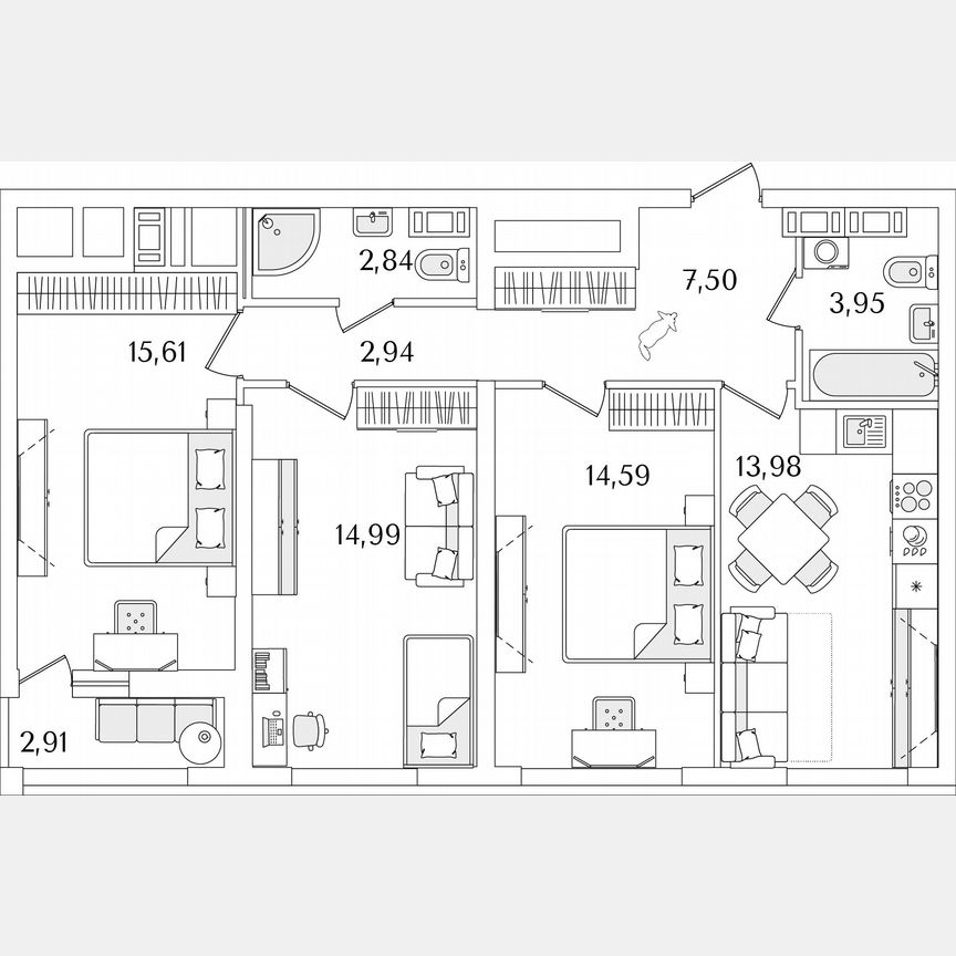 3-к. квартира, 77,9 м², 13/17 эт.