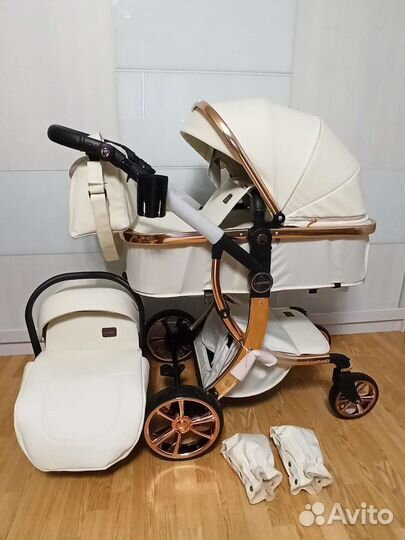 Коляска 3 в 1 luxmom-dalux 608 новая экокожа