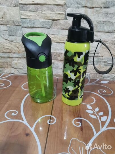 Бутылки для воды, с трубочкой