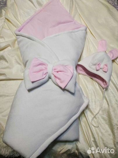 Конверт-одеяло на выписку + шапочка+ комбинезон