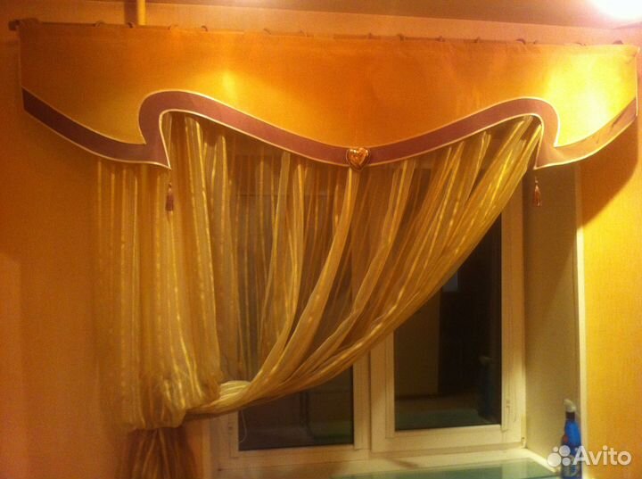 Шторы на 2 окна с ламбрикеном