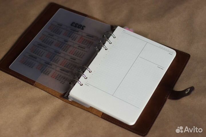 Ежедневник на кольцах А5. Нат.кожа.Ручная работа