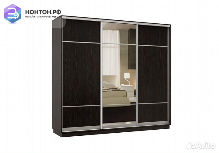 Шкаф-купе трёхдверный Приор с 1 зеркалом венге
