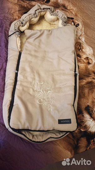 Зимний конверт в коляску на натуральной овчине