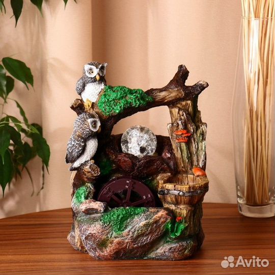 Фонтан 'Дворик. Совушки' 30х20 см (с подсветкой)