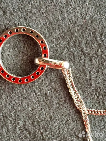 Цепочка с кулоном из чёрных бриллиантов золото 585