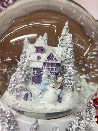 Стеклянный шар со снегом 12см подарок новый