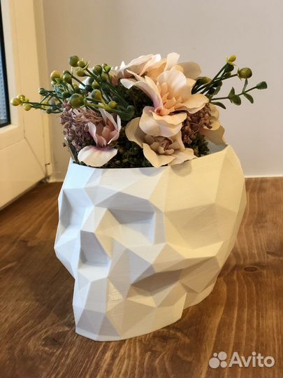 Кашпо для цветов, канцелярская подставка череп