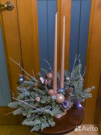 Новогодняя/Рождественская композиция со свечами