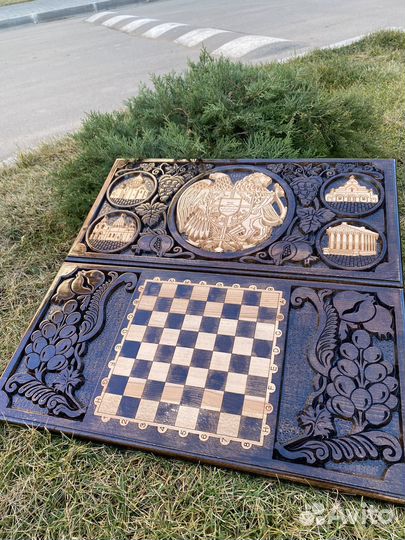 Нарды резные ручной работы Герб Армения