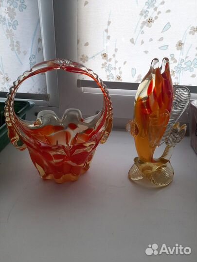 Набор. Ваза. Цветное стекло СССР