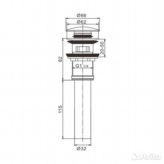 Донный клапан Rose RS12, хром