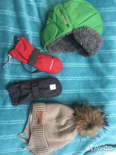 Шапка шерсть с натуральным помпоном 50рр, краги Re