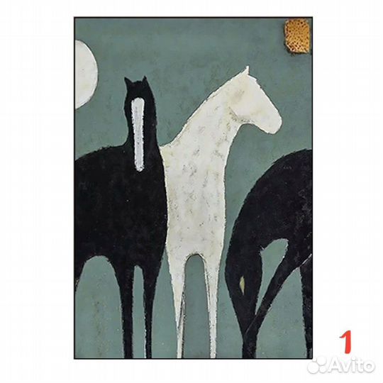 Картина с лошадьми маслом на холсте