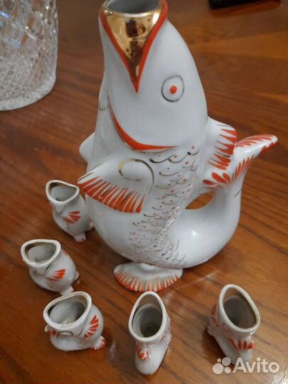 Набор посуды винтаж.Рыбки.Оригинал