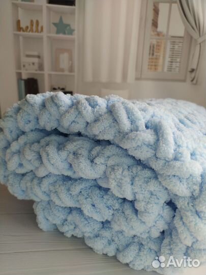 Вязаный плюшевый плед