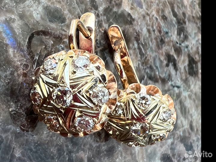 Золотые серьги Малинки СССР