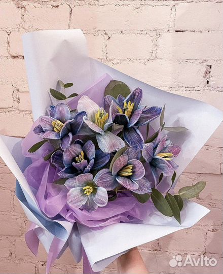 Тюльпаны Синие букеты цветы доставка 24/7