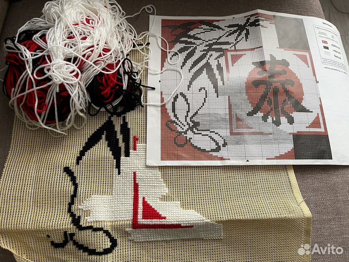 Набор для вышивания крестом Panna Цветение начатая